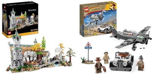 Lego 10316 Icons Il Signore degli Anelli: Gran Burrone & 77012 Indiana Jones L'Inseguimento dell'Aereo a Elica