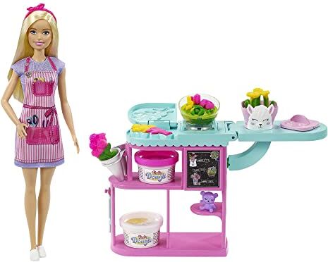 Barbie Playset Fiorista con Bambola Bionda, Postazione per Realizzare Fiori e Accessori, Giocattolo per Bambini 3+Anni, GTN58