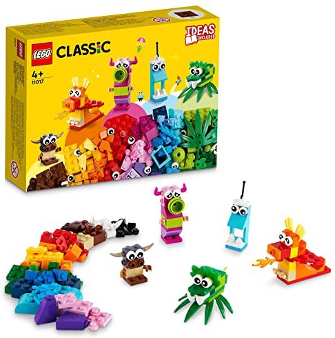 Lego Classic Mostri Creativi, Giochi Educativi per Bambini e Bambine da 4 Anni in su, Personaggi e Animali Giocattolo da Costruire in Mattoncini, Set che Stimola la Fantasia, Idee Regalo 11017