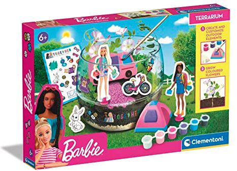 Clementoni Science & Play-Barbie Terrarium-Gioco Scientifico 6 Anni (Italiano, Inglese, Francese, Tedesco, Olandese E Polacco), Made in Italy, Multicolore, 19303