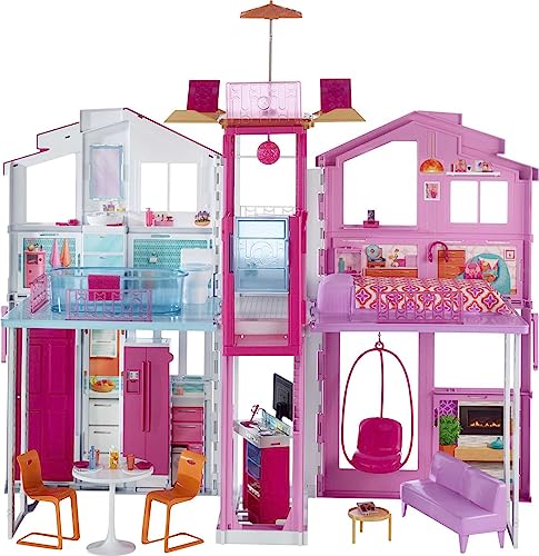 Barbie-la Casa di Malibu per Bambole con Accessori e Colori Vivaci, Giocattolo per Bambini 3+ Anni, 18 x 41 x 74.5 cm, DLY32