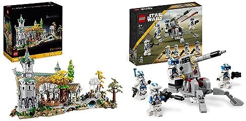 Lego 10316 Icons Il Signore degli Anelli: Gran Burrone & 75345 Star Wars Battle Pack Clone Troopers Legione 501, Modellino da Costruire con Cannone Giocattolo Anticarro AV-7 e Shooter più 4 Personaggi