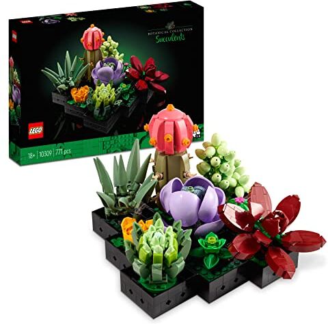 Lego Icons Piante Grasse Artificiali, Set per Adulti, Arredamento Casa, Hobby Creativo, Idea Regalo Uomo o Donna, Collezione Botanica per Costruire 9 Piccole Piante, Kit Bouquet di Fiori 10309