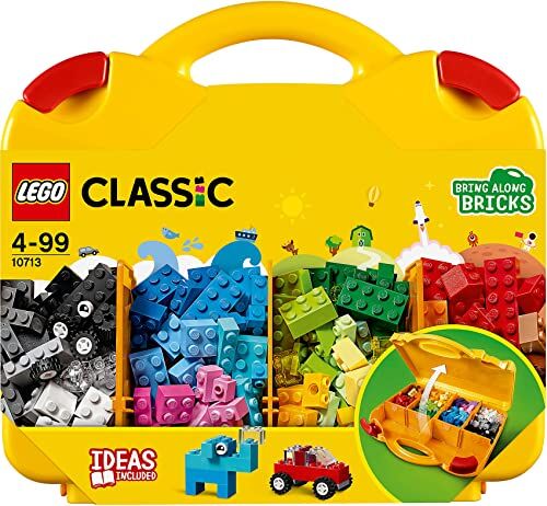 Lego Classic Valigetta Creativa, Contenitore Mattoncini Colorati con Macchina Giocattolo, Nave, Casa, Castello e Animali da Costruire, Giochi per l'Apprendimento per Bambini e Bambine da 4 Anni 10713