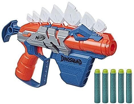 Hasbro Nerf DinoSquad, Stego-smash, blaster lancia 5 dardi Nerf Elite, giocattoli di dinosauri per bambini e bambine dagli 8 anni in su, design ispirato a uno stegosauro