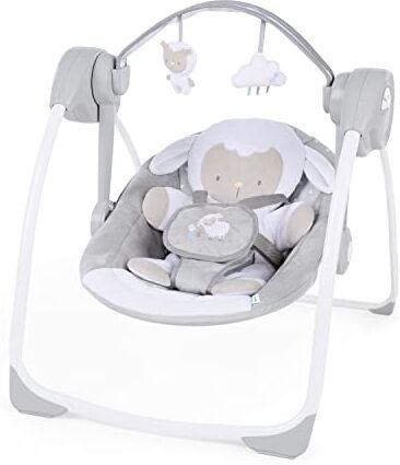 Ingenuity Comfort 2 Go Altalena compatta portatile a 6 velocità con musica, pieghevole, 0-9 mesi (Cuddle Lamb)