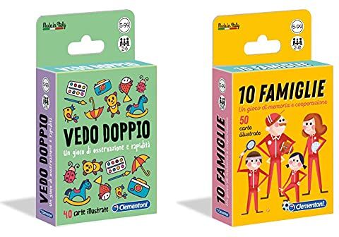 Clementoni Sapientino Vedo Doppio, Gioco Di Carte Per Bambini (Versione Italiana), Multicolore, 16177 & 16172 10 Famiglie, Gioco Di Carte Per Bambini