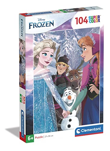Clementoni- Disney Frozen 2 Supercolor Frozen-104 Pezzi Bambini 6 Anni, Puzzle Cartoni Animati-Made in Italy, Multicolore, 25742