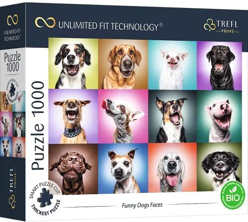 Trefl Prime - Puzzle Uft Funny Dogs Faces - 1000 Elementi, Cartone Più Spesso, Bio, Eco, Cani Divertenti, Ritratti Di Cani, Animali, Collage, Intrattenimento Creativo Per Adulti E Bambini Sopra