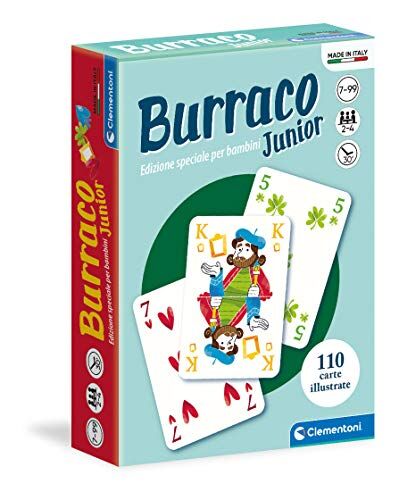 Clementoni- Carte da Gioco-Burraco Junior-Made in Italy-Giochi per Tutta la Famiglia (Versione in Italiano), 7 Anni+, 16291