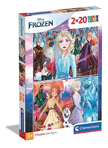 Clementoni-Clementoni-24759-Supercolor Disney Frozen 2-2x20 Pezzi, Puzzle Bambini, Multicolore, 24759