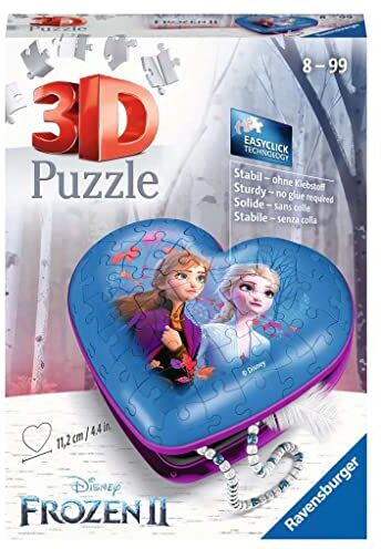 Ravensburger 3D Puzzle 11236 - Herzschatulle Disney Frozen 2-54 Teile - Aufbewahrungsbox für Fans von Anna und Elsa ab 8 Jahren: Erlebe Puzzeln in der 3. Dimension