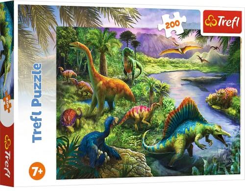 Trefl 200 Elementi, per Bambini da 7 Anni Puzzle, Colore Dinosauri Predatori, Dinosaurier, 13281