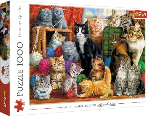 Trefl 1000 Teile, Premium Quality, für Erwachsene und Kinder ab 12 Jahren, Colore Puzzle Riunione di gatti, Katzentreffen, 10555