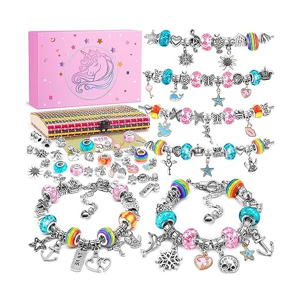 biib kit per braccialetti bambina - idee regalo ragazza per ragazze, regalo bambina 7-13 anni, kit braccialetti fai da te ragazza, gioielli bambina, idee regalo natale originali, regalo compleanno