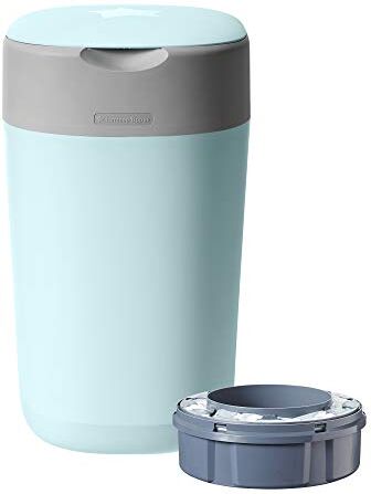 Tommee Tippee Twist and Click Advanced Nappy Bin, Includes 1x Refill Cassette, Locks in Odours and Germs, Blue