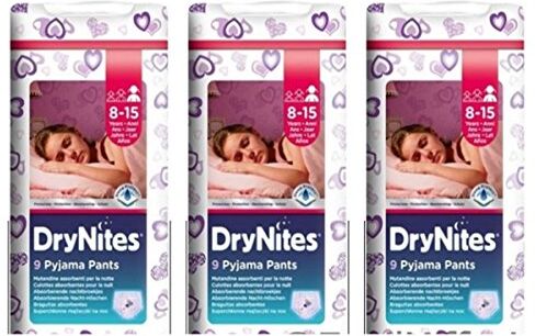 3 X Pannolini mutandina Huggies DryNites Jumbo Girl Pannolino Dry Nites 8 - 15