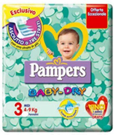 120 Pannolini Bambino Taglia 3 Pampers Baby Dry Pannolino Misura Midi BabyDry