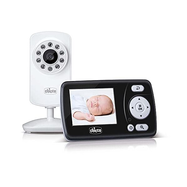 chicco baby monitor video smart, videocamera per neonati e bambini con schermo a colori lcd 2.4, 63 x 72 x 30 cm, nero bianco