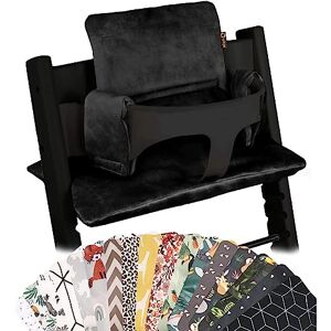 Cuscino UKJE compatibile con Stokke Tripp Trapp - Morbido cuscino per sedile per neonati, bambini e bambini piccoli, Accessori per seggiolone, Inserto in tessuto di cotone (Nero)