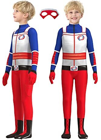 Hislovy Costume da Superhero Unisex per Bambini Costume Supereroe Bambino Supereroi da Party Festa di Halloween per Ragazzo,Rosso,146