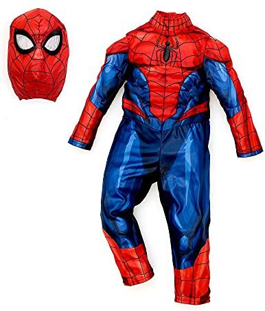 Disney Costume per bambini Spider-Man, set da 2 pezzi, maschera e tuta, muscoli imbottiti, tessuto elasticizzato, costume da travestimento per bambini