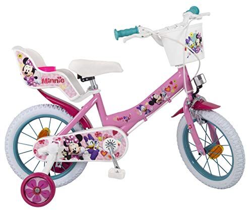 Toimsa - Bicicletta da Bambina (dai 4 ai 7 Anni), 35,56 cm, Motivo: Minnie, Rosa (Rosa)
