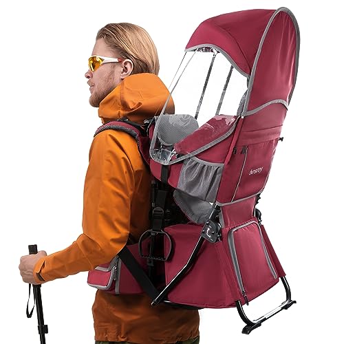 besrey Zaino Porta Bambino Trekking Zaino Porta Bambino Montagna (Nuovo modello rosso vino)