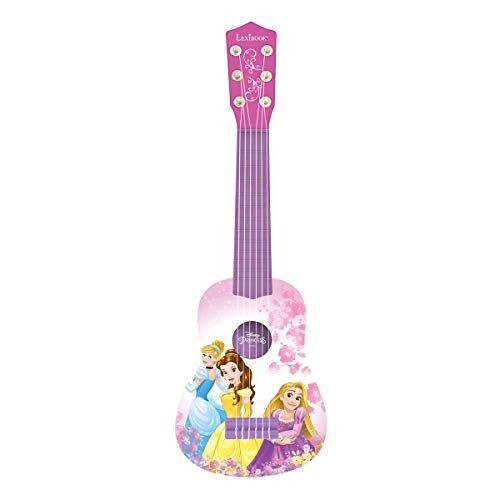 lexibook princess disney principessa rapunzel la mia prima chitarra, 6 corde in nylon, 53 cm, guida inclusa, rosa/viola, k200dp
