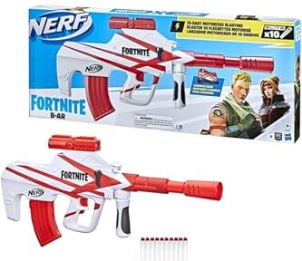 Hasbro Fortnite - B-AR, Blaster motorizzato con Caricatore da 10 dardi e Involucro Converge di Fortnite, Include 10 dardi Originali Nerf Elite