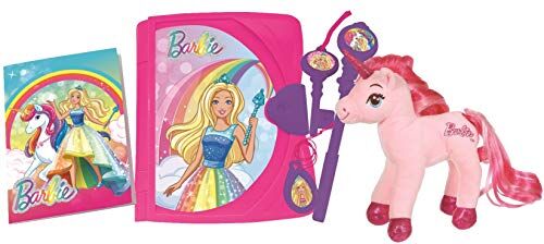 Lexibook Mattel Barbie, Electronic Secret diaro con Luce e Suono, Peluche di Unicorno, quaderno, Chiave Magica, Penna e Medaglione, Giocattolo per Ragazze Bambini, Rosa/Viola, SD15BBY, Colore, M