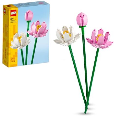 Lego Creator Fiori di Loto, Set Fiori Finti da Costruire per Bambine e Bambini da 8 Anni, Bouquet da Esporre come Decorazione di Casa, Idea Regalo Pasqua per Lui o Lei, Donna o Uomo 40647