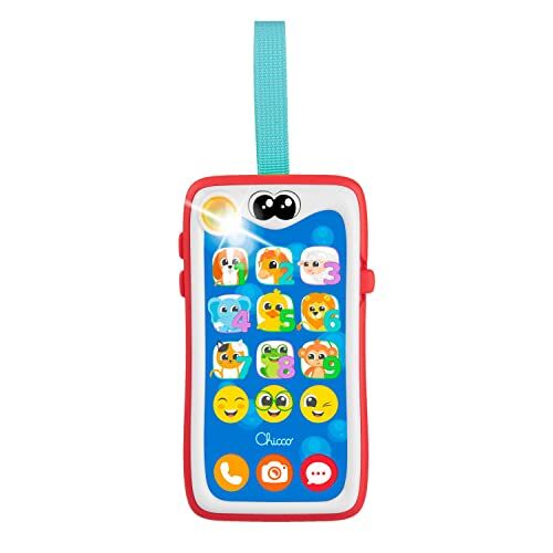 Chicco Smiley Smartphone, Gioco Educativo per Bambini, Giocattolo Parlante e Interattivo, Membrana Touch, Gioco con Luci e Suoni, Laccio per Passeggino e Seggiolino, Giochi Bambini 6 Mesi - 3 Anni