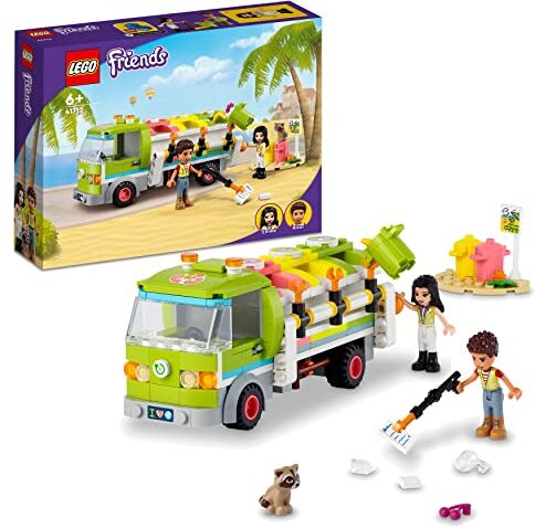 Lego Friends Camion Riciclaggio Rifiuti, con Mini Bambolina Emma, Set Costruzioni Nettezza Urbana Giocattolo, Giochi per Bambini dai 6 Anni 41712