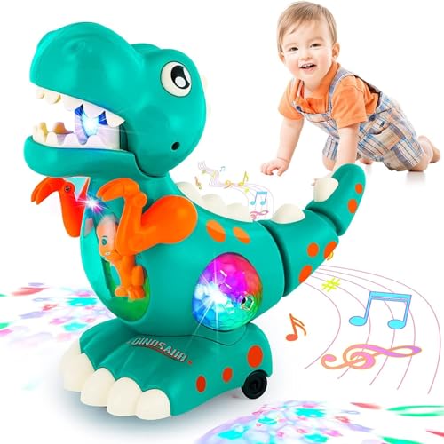 JoyJoyful Dinosauri per Giochi Bambini 1 2 3 5 6 Anni, Giochi Musicali Bambino Montessori con Automaticamente Evitare Ostacoli, Regali Compleanno Precoci per 12 18 24 Mesi