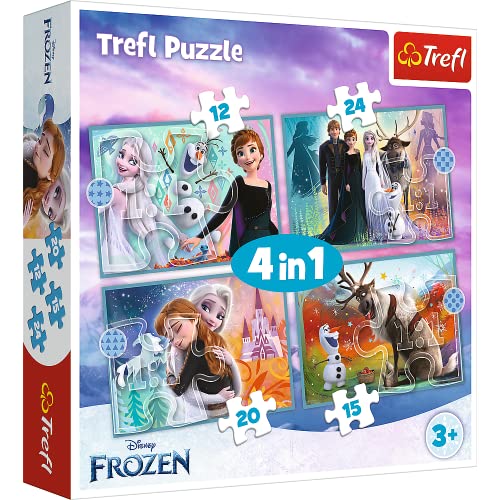 Trefl 4in1-Disney 2 Stampa di Alta Qualità per Bambini Sopra i 3 Anni puzzle, Colore L'incredibile mondo di Frozen, 34381