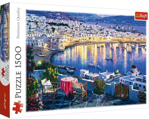 Trefl 1500 Elementi, Qualità Premium, per Adulti e Bambini da 12 anni Puzzle, Colore Mykonos al Tramonto, 26144