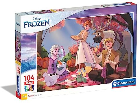 Clementoni Disney Frozen Supercolor 2-104 maxi pezzi-Made in Italy, puzzle bambini 4 anni+, Multicolore, 23757