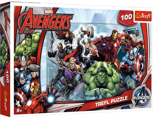 Trefl -Attacco, 100 Elementi, All'attacco, per Bambini dai 5 Anni Puzzle, Colore Marvel Avengers, 16272