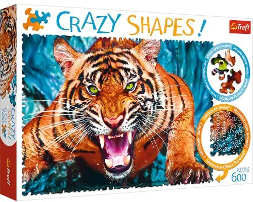 Trefl -A 4 Occhi con Una Tigre 600 Elementi, Forme Pazze, qualità Premium, per Adulti e Bambini dai 10 Anni Puzzle, Colore