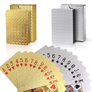 joyoldelf Set Carte da Gioco - Impermeabile Carte da Magia Oro e Carte da Magia Argento per il vostro piacere di poker (Gold and silver)