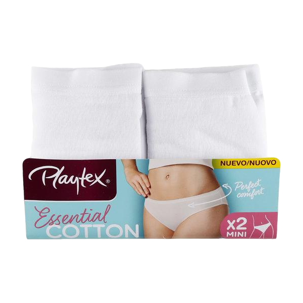 playtex essential cotton bi-pack mini slip - colore: nero, taglia2: 5