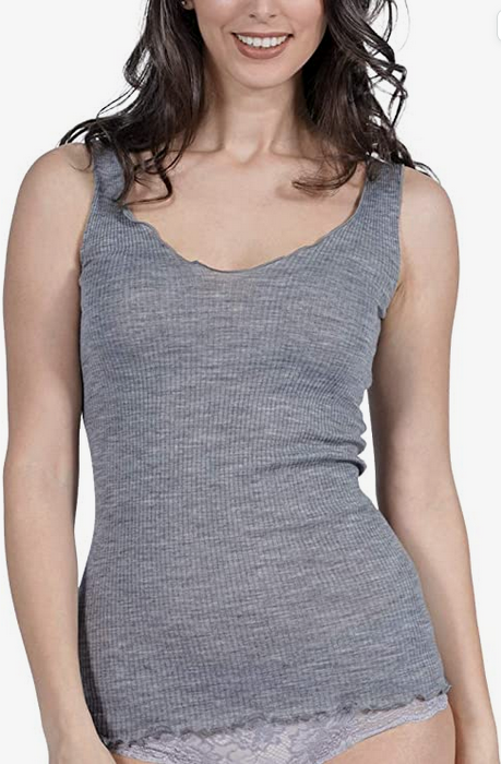 EGI Canotta Donna Spalla Larga Lana/Seta - Colore: GRIGIO, Dimensione: S-M