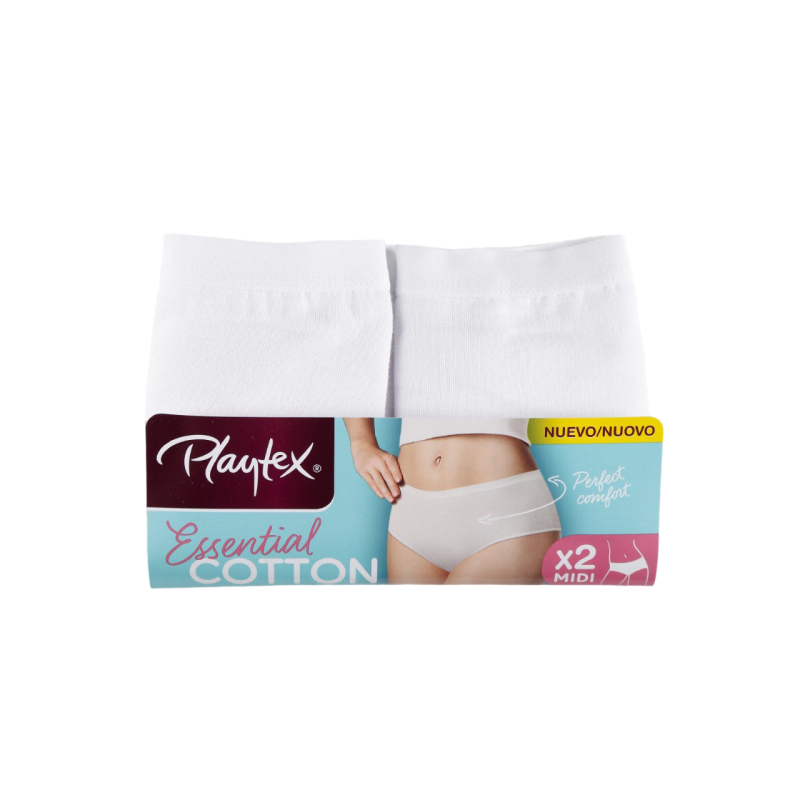 Playtex Essential Cotton Bi-Pack Midi Slip - Colore: BIANCO, TAGLIA2: 3