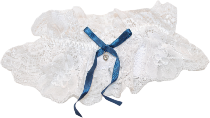 Giarrettiera Sposa Pizzo - Colore: BIANCO FIOCCO BLU