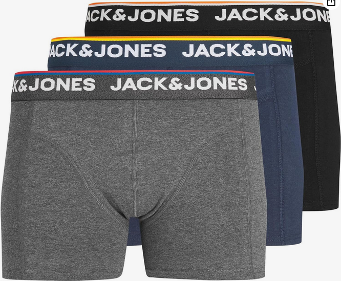 jack & jones jacanthony 3 pack trunk - taglia: m, colore: nero/blu/grigio