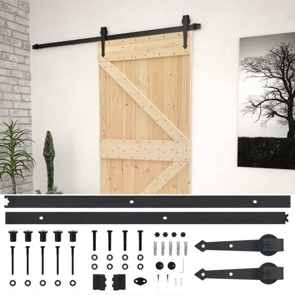 vidaxl porta scorrevole con set hardware 100x210 cm in legno di pino