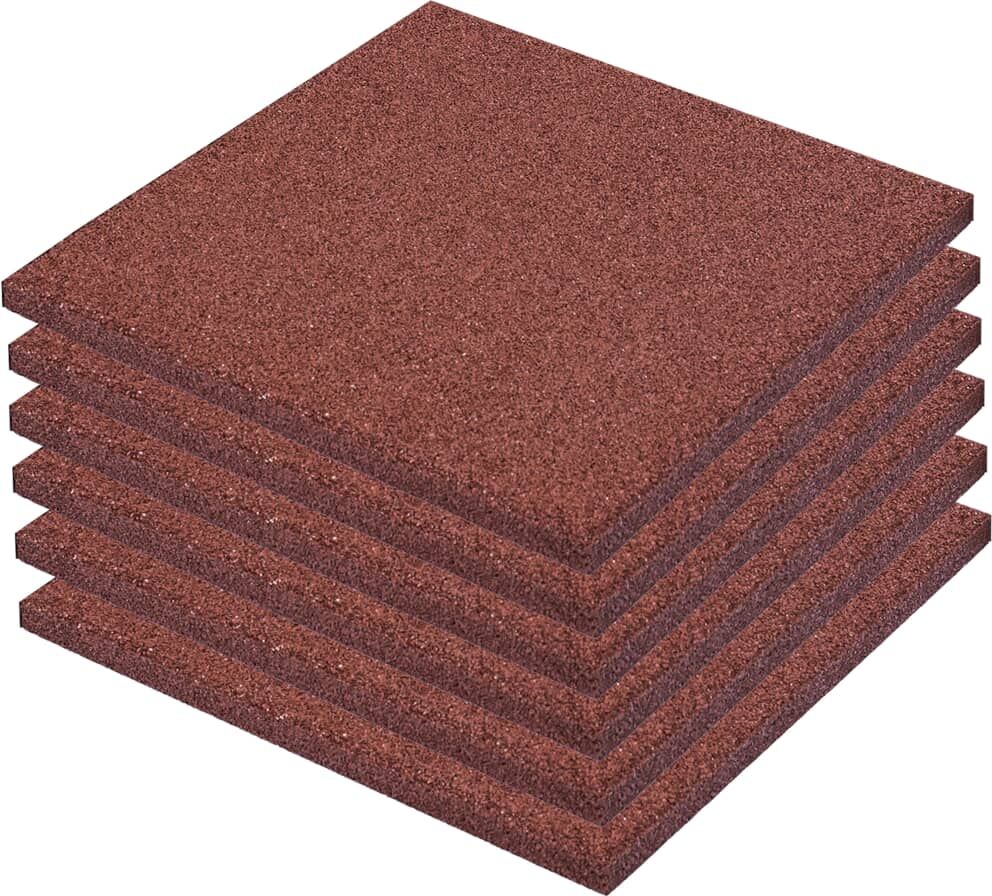 vidaXL Piastrelle Anticaduta 6 pz in Gomma 50x50x3 cm Rosso