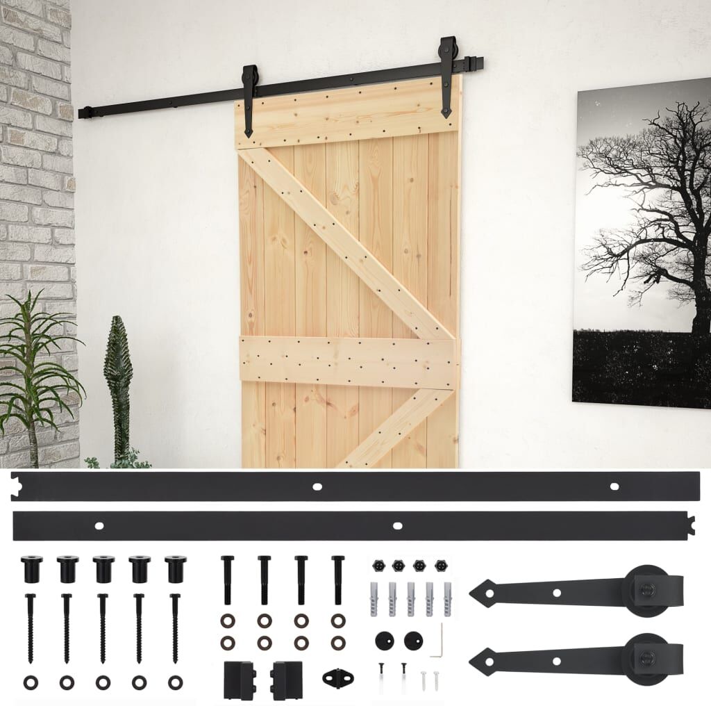 vidaXL Porta Scorrevole con Set Hardware 100x210 cm in Legno di Pino