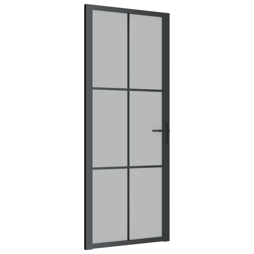 vidaXL Porta Interna 83x201,5 cm Nero Opaco Vetro e Alluminio